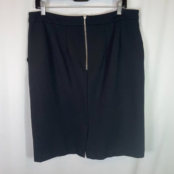 A New Day Size 16 Ponte Knit Pencil Skirt Black Exposed Back Zipper - Picture 2 of 10